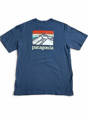 Patagonia Navy Blue Men's Line Logo Ridge Pocket Responsibili-Tee Size Small